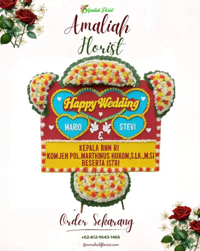Karangan Papan Bunga Pernikahan di Pawidean